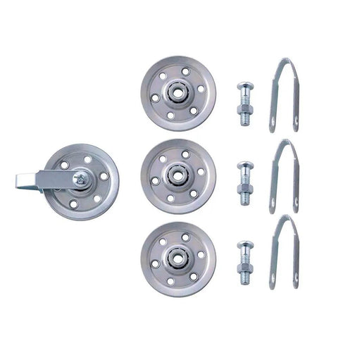 Heavy Duty Cable And Pulley Replacement Kit For Overhead Sectional Garage Doors, featuring four pulleys and various fasteners.
