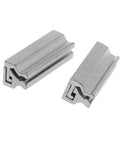 Silver Key Duplicating Fixture Clamp for Key Machines in stainless steel, shown in a two-piece set, durable and precise tool for locksmiths