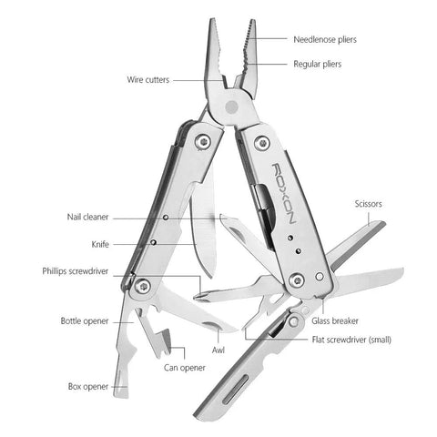 14 In 1 Mini Multitool Lightweight With Folding Scissors And 9 Piece Bit Set Holder Belt Clip Included Compact Storm Style Multi Tool