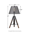 Leolyn Urban Industrial Tripod Table Lamp With Adjustable Height Wire Mesh Shade Black And Brown Finish 37 Inch Height