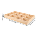Straight Up Premium Solid Wood Jewelry Tray With 12 Divided Compartments, 35.2cm x 24.2cm size, ideal for organizing rings and earrings.