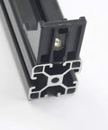 Close-up of Two Pack 400mm 4040 T Slot Aluminum Extrusion Black Anodized European Standard for CNC Machines and 3D Printers corner