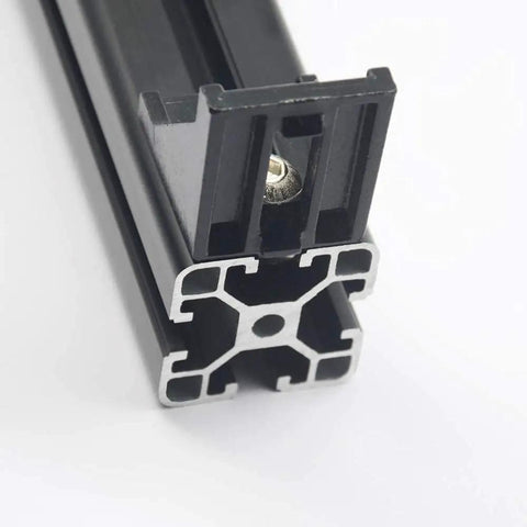Close-up of Two Pack 400mm 4040 T Slot Aluminum Extrusion Black Anodized European Standard for CNC Machines and 3D Printers corner