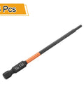 Heavy Duty T10 Torx Screwdriver Bits 4 Inch Long 1/4 Inch Hex Shank 3 Pack Real Deal S2 Steel showing a 100mm bit.