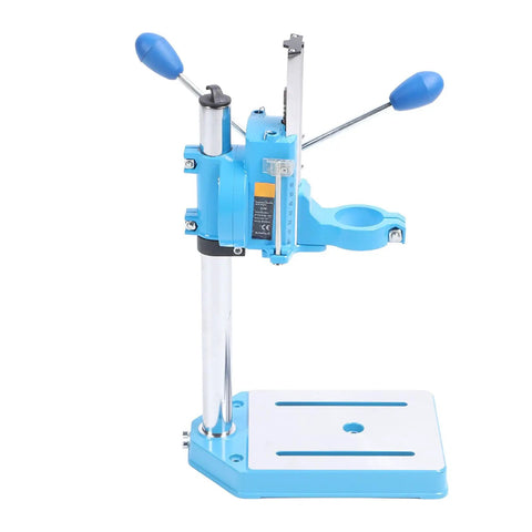 Heavy Duty Electric Drill Stand Precision Machined Rotatable Mini Drill Press For Wood Plastic with blue handles and solid base