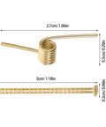 Golden steel hair clip spring and nail with measurements for 8 Pack Hair Clip Spring Replacement With Strong Clamping Steel Jaw Clips And Compact Body For DIY Hair Accessories Projects And Everyday Use Ideal For Crafting Hair Barrettes And Bobby Pins Durable Metal Spring Mechanism For Long Lasting Hold.