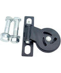 Rotatable Gym Cable Pulley Block for Squat Racks and Home Gyms, showing steel pulley with bolts for 26mm hole attachment.