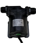 24V Micro Brushless DC Water Circulation Pump Runs Buttery Smooth And Dead Quiet Adjustable Speed Control Heavy Duty Build For Hydroponics Cooling Garden Irrigation And Pressure Setups Delivers 634 Gph Up To 26 Ft Lift Zero Hassle Installation, close-up view showcasing outlet connectors and label.