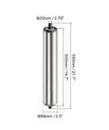 Heavy Duty Conveyor Roller With 3.5 Inch Diameter And 22 Inch Length Stainless Steel Body Galvanized Ends, side view with measurements.