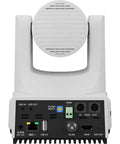 Back view of a PTZ camera featuring SDI, HDMI, USB ports, and connection options, part of the Straight Fire Bundle Featuring Five 4K PTZ Cameras With 20x Optical Zoom And SDI HDMI USB IP Support Plus One Smooth Joystick Controller And Five White Wall Mounts For Streamers.