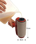 High Capacity Non Drip Paint Roller Built For Textured Walls Holds Heavy Coats Of Paint in use, pouring paint into the roller.