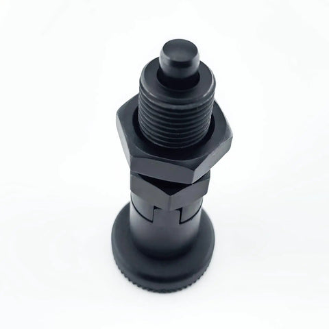 No Sweat Plug And Play Push Fit Ball Nose Spring Plunger M20x1.5 Carbon Steel Self Locking Indexing Pin With Knob, top view.