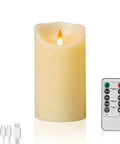 Rechargeable Flameless Candles 3 Pack With Extra Bright Ivory LED Pillars, Real Wax Dripless Flicker, 10 Key Remote, Smart Timers