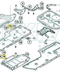 Diagram highlighting BMW components with Bulk 50 Pack M4.8-1.61 X 16mm Hex Head Sems Screws Set for trim installation points.
