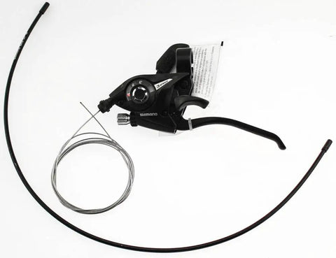 Left Shifter And Brake Lever For V-Brake EZ-Fire 4-Finger Design With Optical Gear Display and cable housing, black