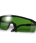 Laser Safety Glasses For IPL 200 To 2000 Nm Eye Protection For Laser Hair Removal And Engraving UV400 Blocking OD4 Plus Fifteen Percent Visible Light Transmission Broad Spectrum Shield PC Material Comfy Fit Green Lens