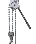 Heavy Duty 1.5 Ton Lever Chain Hoist Made From Super Strong Aluminum Alloy With G80 Steel Lifting Chain For Tough Manual Rigging Jobs At The Shop Or Job Site, showcasing chain and hook.