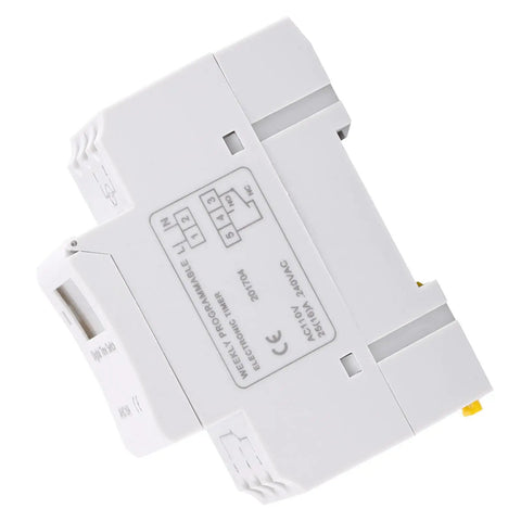 Weeklong Programmable Timer Relay With 16 On Off Schedules 110V 15A 3000W Digital Time Switch LCD Display Din Rail Mount For Industrial Automation Lighting Control, side view