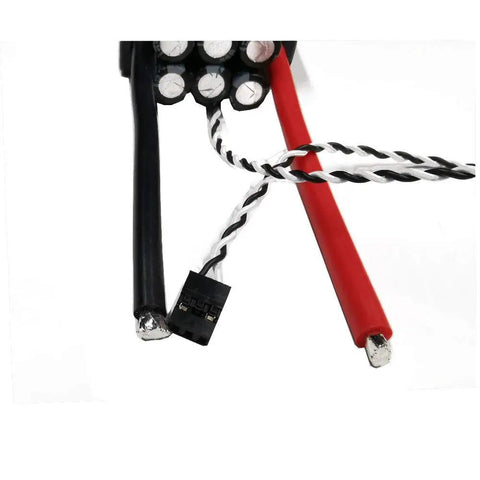 Close-up of wiring and connectors for 150 Amp High Voltage Opto ESC For RC Aircraft And Helicopters, 5 To 12S Support, Programmable Start Mode.