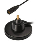 Dual Band Car Ham Radio Antenna With Rock Solid Magnetic Base showing connector and magnetic vehicle mount.