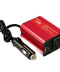 150 Watt Power Inverter Transforms 12V Dc To 110V Ac With Cigarette Lighter Plug And Dual Usb Charging Ports, compact design.
