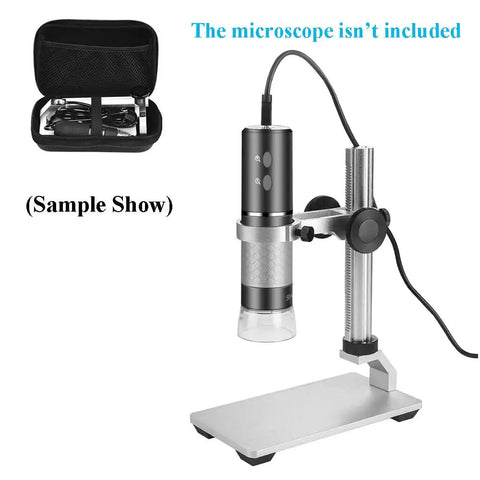 Heavy Aluminum Microscope Stand For USB Digital Microscopes Adjustable Support Fits 1 To 1.4 Inch Diameter Tubes, with carrying case