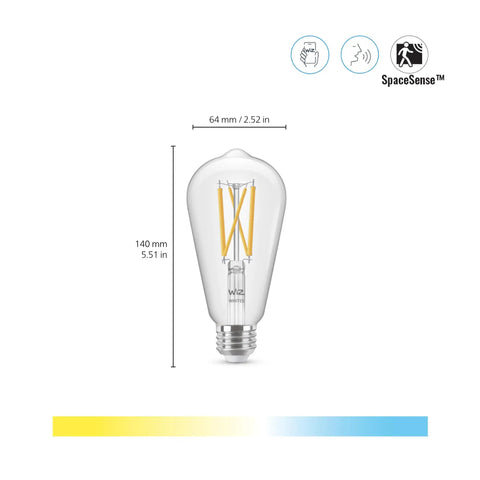Smart Filament LED Light Bulbs 60W Equivalent ST19 Tunable White E26 WiFi Connected with Motion Activation and SpaceSense