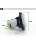 Compact 24 Volt Air Motor Perfect For Industrial Heat Electric Drills High Performance Fan Blower Fitting And Heat Welder Torch Gear Up With This Durable Single Piece Unit Today - side view with dimensions shown.