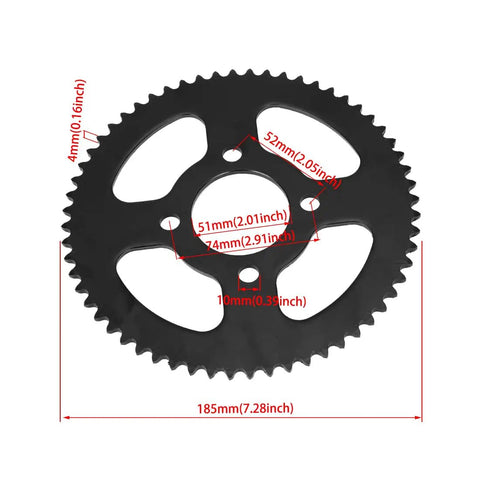 Front view of Go Kart Sprocket 60 Tooth Rear Drive Sprocket 51mm Bore for Predator 79cc 212cc 420cc Mini Bikes, 35 Chain Compatible