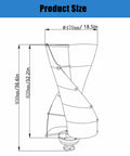 Technical diagram of 20000W Vertical Wind Turbine Kit showing dimensions for home power generation 12V