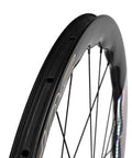 Close-up of Carbon Disc Wheel 50CU 28 CC Tubeless 700C Cycling Wheel Black Fit for Shimano Thru Axle 12x100 12x142mm