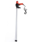 Game Changer Electric Drum Pump With 8000 Rpm Motor Delivering Solid 60 To 80 Lpm Flow with a red handle and metal tube design.