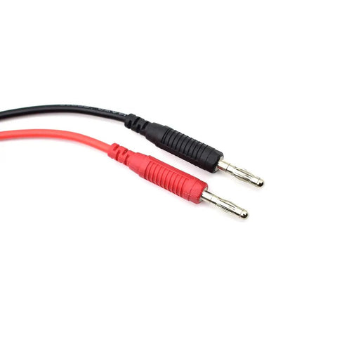Red and black shroudless banana plugs from Two Pack 4mm Banana Plug To Alligator Clip Test Lead Set 14AWG 3 Feet Long Heavy Duty