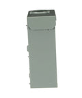 Side view of 125 Amp main lug outdoor load center single unit, 4 spaces 8 circuits, NEMA 3R galvanized steel enclosure.
