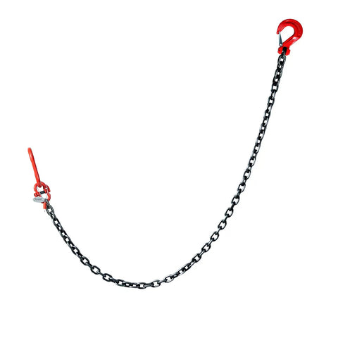 G80 Alloy Lifting Chain Sling For Heavy Lifts 6600 Pound Capacity Six Foot Length Three Eighths Inch Chain Diameter Red Hook