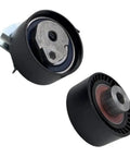 Timing Belt Pulley Set Kit That Totally Works With Freelander 2 Evoque And Discovery Sport For Serious Car Repairs And Keeps Your Ride Running Smooth Without Issues Using The Right Parts, two black metal pulleys