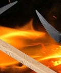 Rugged Heavy Duty Pick Mattock With Dual Head Hoe And Digging Tool Forged Steel 16 Inch Hand Tool Against Forge Flames