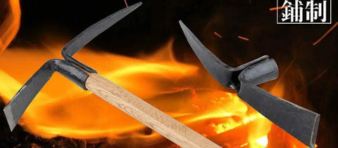 Rugged Heavy Duty Pick Mattock With Dual Head Hoe And Digging Tool Forged Steel 16 Inch Hand Tool Against Forge Flames
