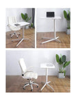 Adjustable Rolling Overbed Table With Smooth Casters And Easy Height Flex To Keep You Comfy On The Couch. White design, versatile use.