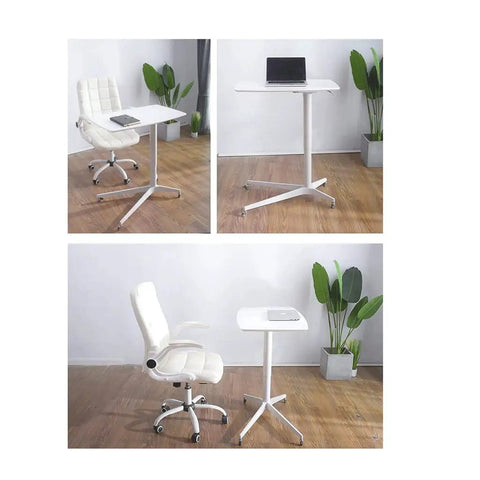Adjustable Rolling Overbed Table With Smooth Casters And Easy Height Flex To Keep You Comfy On The Couch. White design, versatile use.