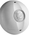 Ceiling Mount No Fuss Occupancy Sensor For Lighting, 360 Degree PIR Detection, 450 Sq Ft Coverage, Self Adjusting, Low Voltage 24VDC, Photocell Daylight Shutoff, OSC04I0W White, compact round plastic design showing front-facing view.