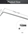 Long T27 Tamper Proof Torx Star Bit Wrench L Shaped Pro Grade Heavy Duty Bit Driver For Fasteners Nickel Plated 45 Steel Finish Corrosion Resistant Chamfered Ends For Smooth Insertion, 115mm size