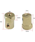 2 Pack 7mm Motor Flexible Coupling Connector Brass Hex Shaft Adapter For Cars And RC Models, 18mm Height, product dimensions visible