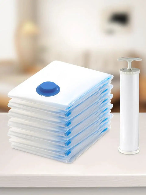 3 Pack Vacuum Compression Storage Bags With Hand Pump For Travel Clothes Clear Large 31.5 Inches By 23.6 Inches Space Saving Set