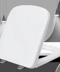 Built Tough White Square Toilet Seat With Soft Close Slow Closing Lid Crafted From Scratch Proof Urea Resin Plus Stainless Adjustable Hinges.