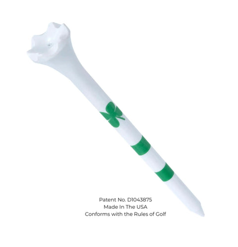 Four Leaf Clover Shamrock Golf Tees Bulk Pack Three And A Quarter Inch Plastic Tees White With Green Stripes Durable Usa Made 100 Count