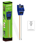 3 In 1 Soil Moisture Light And PH Tester For Garden And Lawn, tool with packaging and manual