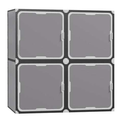 Totally Versatile 4 Cube Storage Organizer With Doors, Awesome Multifunctional Cube Shelves With Hidden Storage For Any Room, Dark Grey