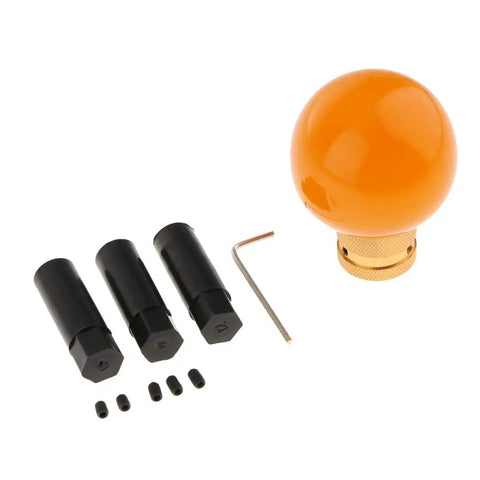 Cool Stylish Yellow Resin Manual Gear Shift Knob With Metal Mount Kit For Universal Fit Auto Upgrade Custom Shifter Handle No Buttons Needed Easy Install, with adapters