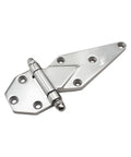 Industrial Heavy Duty Gate Hinge Crafted From Premium 304 Stainless Steel, polished design with six screw holes for mounting.